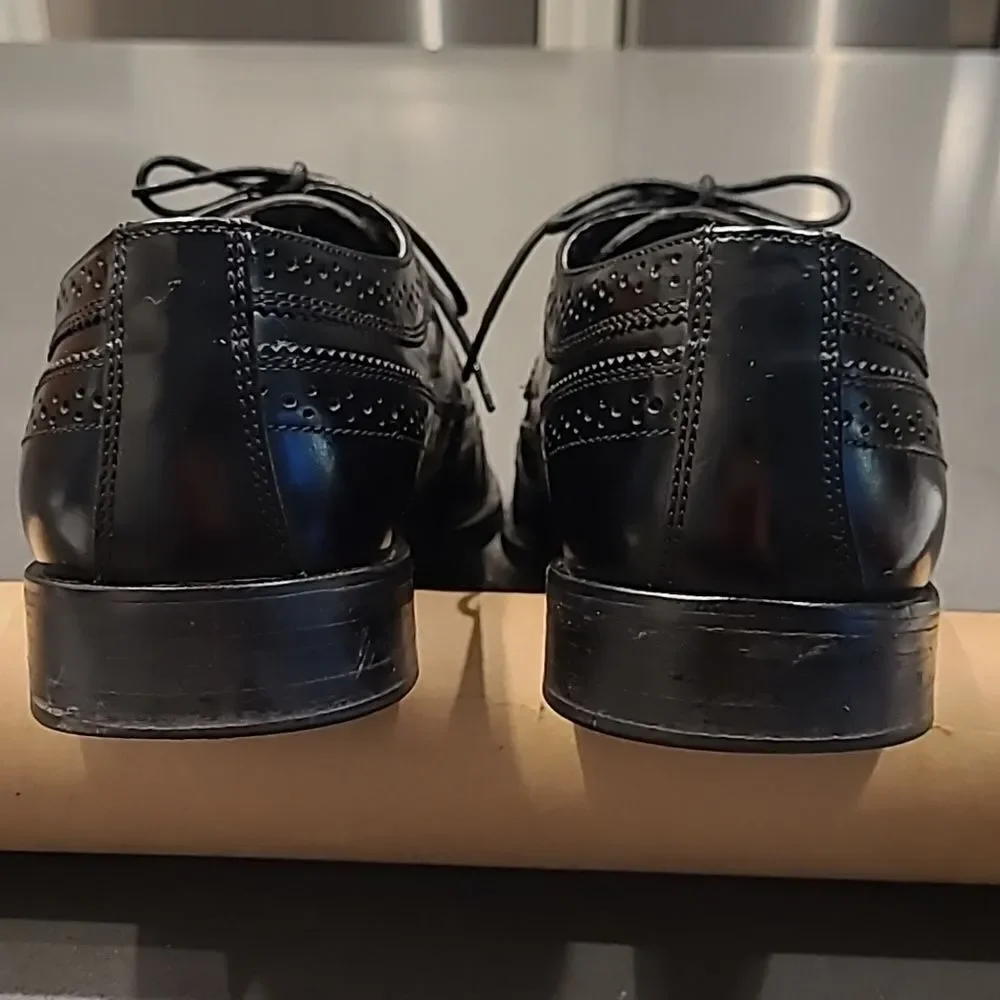 Nunn Bush sz 9M mens dress leather flex shoes, wing Tip, black